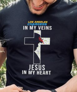 Los Angeles Chargers in My Veins Jesus in My Heart 2024 Shirt