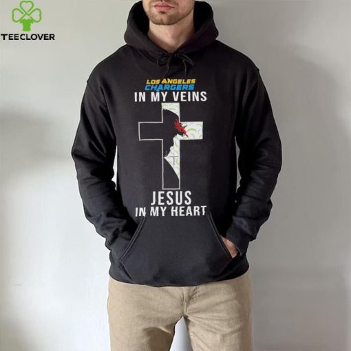 Los Angeles Chargers in My Veins Jesus in My Heart 2024 Shirt