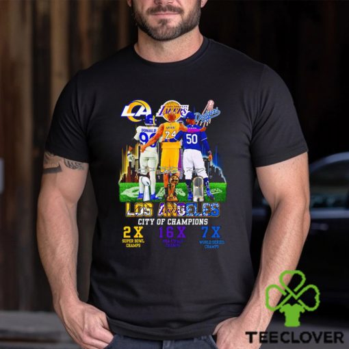 Los Angeles City of Champions Aaron Donald 2X Super Bowl Champs Kobe Bryant 16X NBA Finals Champs Mookie Betts 7X World Series Champs signature hoodie, sweater, longsleeve, shirt v-neck, t-shirt