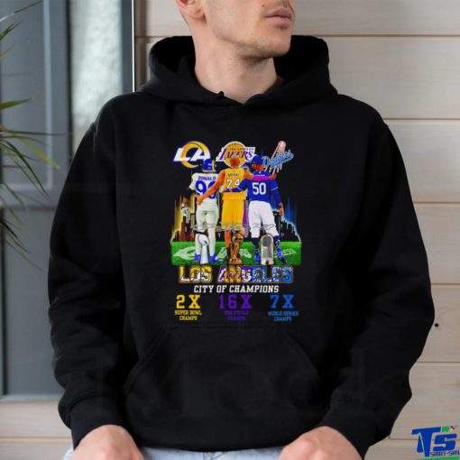 Los Angeles City of Champions Aaron Donald 2X Super Bowl Champs Kobe Bryant 16X NBA Finals Champs Mookie Betts 7X World Series Champs signature hoodie, sweater, longsleeve, shirt v-neck, t-shirtư