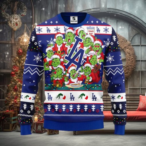 Los Angeles Dodgers 12 Grinch Xmas Day Christmas Ugly Sweater