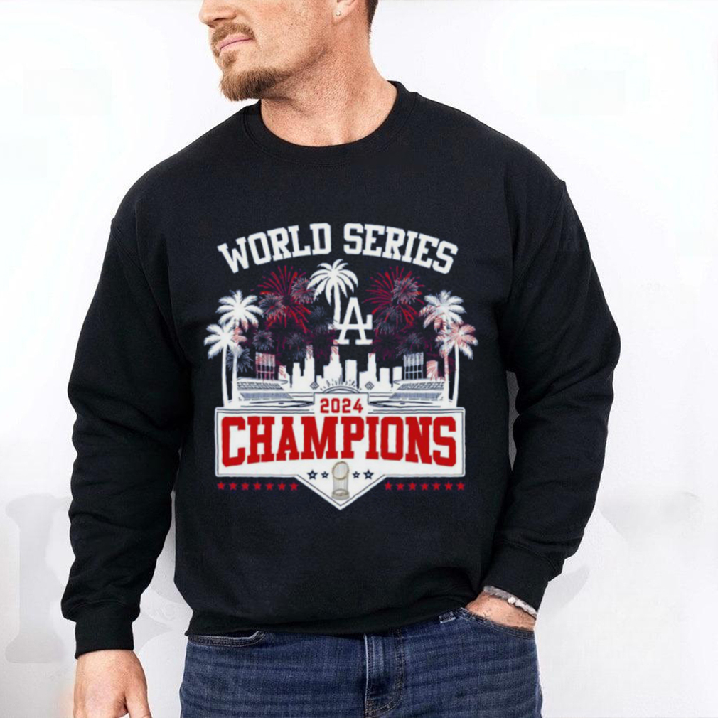 Los Angeles Dodgers 2024 Champions World Series Celebration With Fan T Shirt Los Angeles Dodgers 2024 Champions World Series Celebration With Fan T Shirt