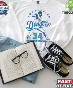 Los Angeles Dodgers 34 Fernando Valenzuela Baseball T Shirt