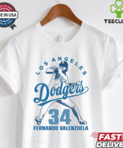 Los Angeles Dodgers 34 Fernando Valenzuela Baseball T Shirt