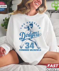 Los Angeles Dodgers 34 Fernando Valenzuela Baseball T Shirt