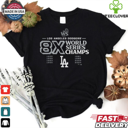 Los Angeles Dodgers 8 Time World Series Champions Logo T Shirt