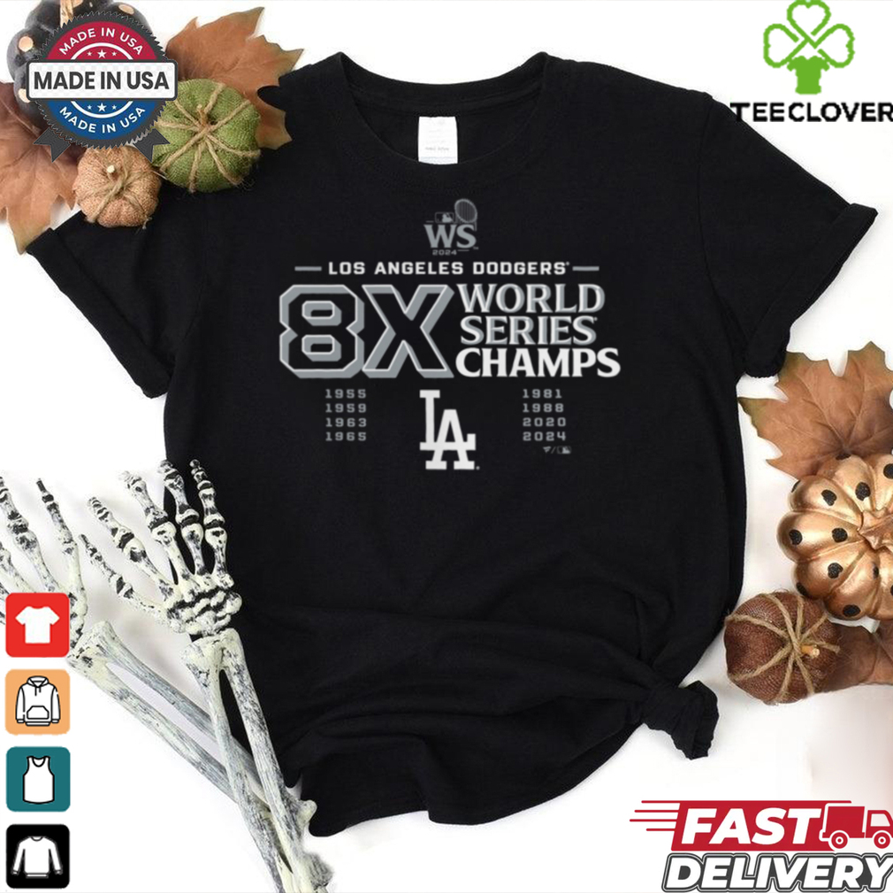 Los Angeles Dodgers 8 Time World Series Champions Logo T Shirt Los Angeles Dodgers 8 Time World Series Champions Logo T Shirt