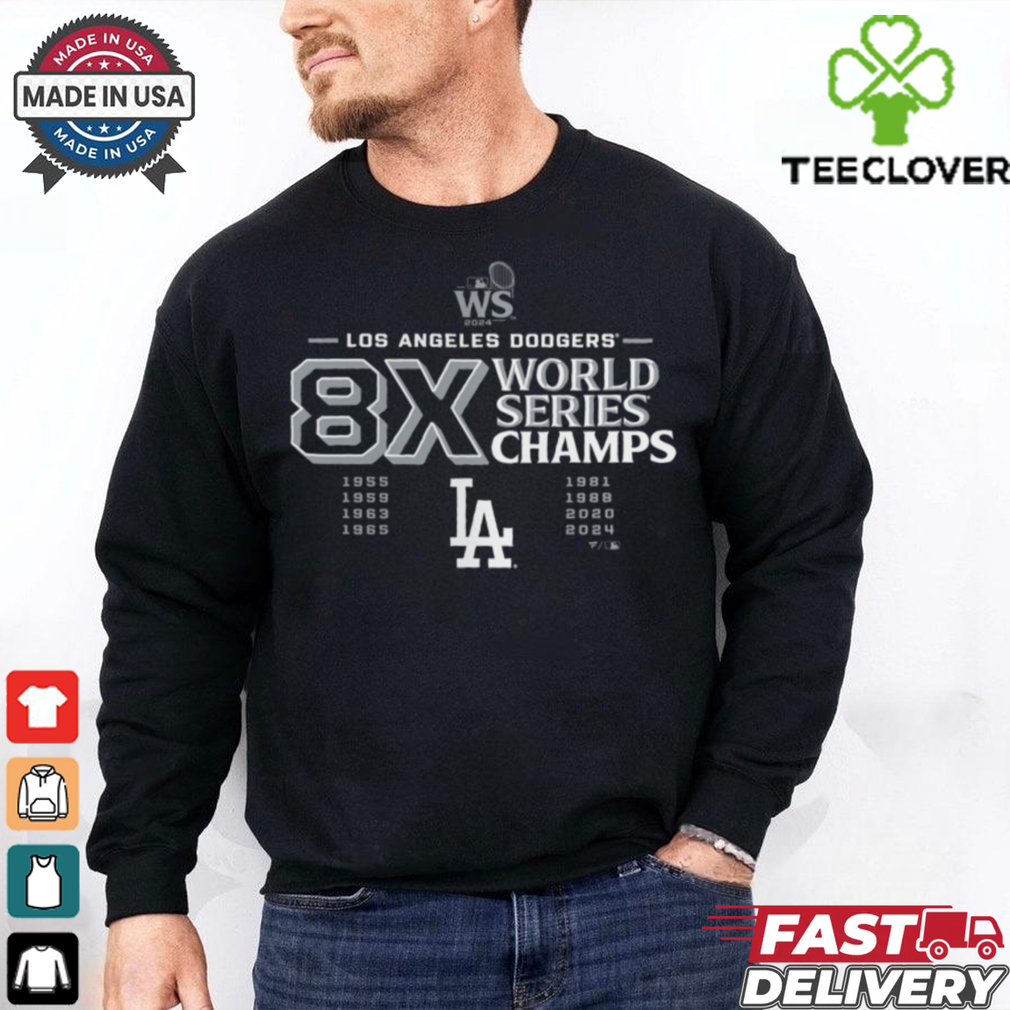 Los Angeles Dodgers 8 Time World Series Champions Logo T Shirt Los Angeles Dodgers 8 Time World Series Champions Logo T Shirt