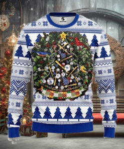 Los Angeles Dodgers Baseball Wreath Ugly Christmas Sweater