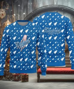 Los Angeles Dodgers Christmas Pine Tree Patterns Pattern Knitted Ugly Christmas Sweater AOP Gift For Men And Women