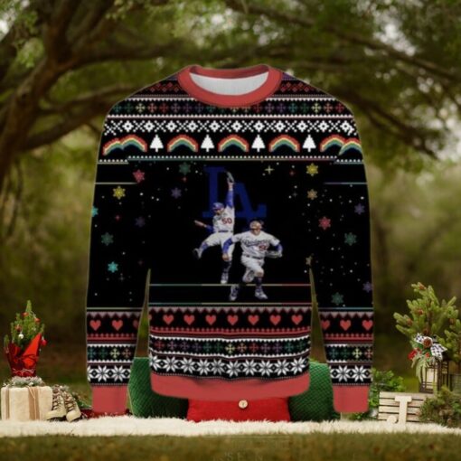 Los Angeles Dodgers Double Play Action Festive Ugly Sweater