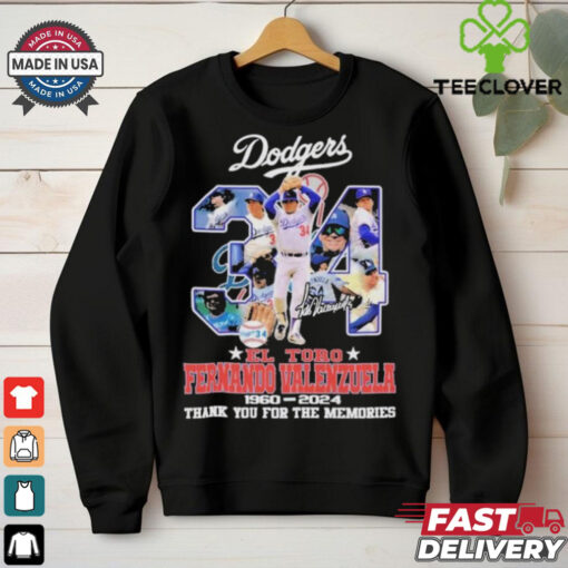Los Angeles Dodgers El Tori Fernando Valenzuela 1960 2024 Thank You For The Meories Signatures Shirt