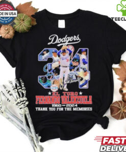 Los Angeles Dodgers El Tori Fernando Valenzuela 1960 2024 Thank You For The Meories Signatures Shirt