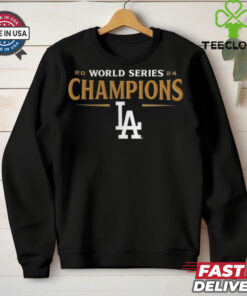 Los Angeles Dodgers Fanatics Black 2024 World Series Champions Jersey Roster T Shirt