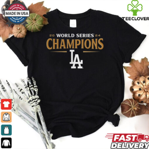 Los Angeles Dodgers Fanatics Black 2024 World Series Champions Jersey Roster T Shirt