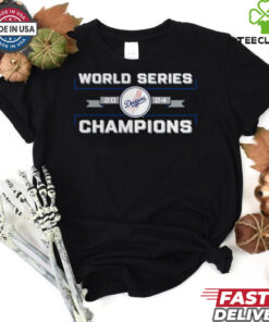 Los Angeles Dodgers Fanatics Black 2024 World Series Champions Logo T Shirt 2 Los Angeles Dodgers Fanatics Black 2024 World Series Champions Logo T Shirt