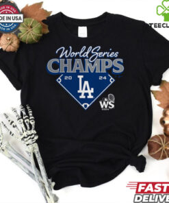 Los Angeles Dodgers Fanatics Heather Charcoal 2024 World Series Champions Shirt 2 Los Angeles Dodgers Fanatics Heather Charcoal 2024 World Series Champions Shirt