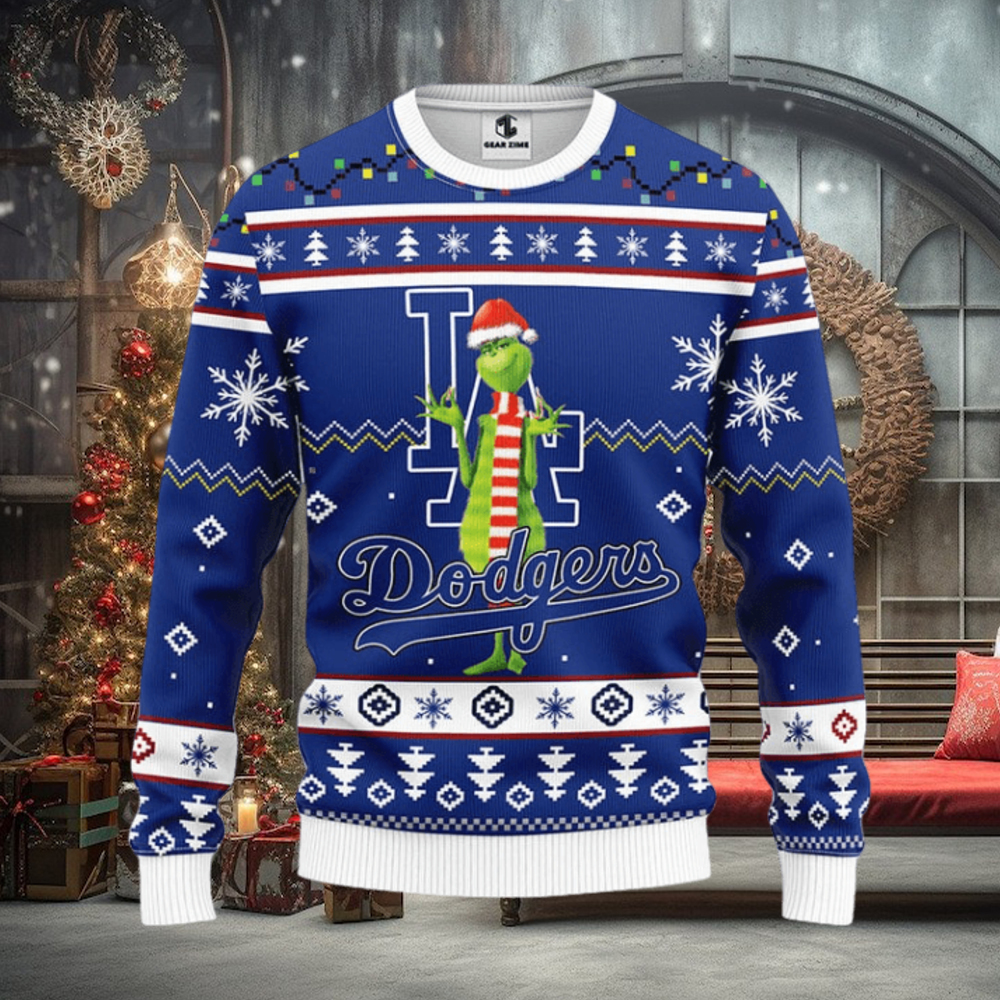 Los Angeles Dodgers Funny Grinch Christmas Ugly Sweater Los Angeles Dodgers Funny Grinch Christmas Ugly Sweater