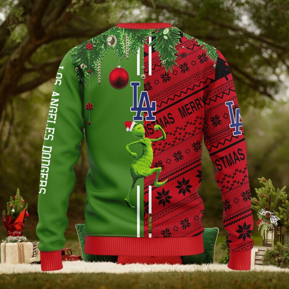 Los Angeles Dodgers Grinch & Scooby doo Christmas Ugly Sweater 1 Los Angeles Dodgers Grinch & Scooby doo Christmas Ugly Sweater 1