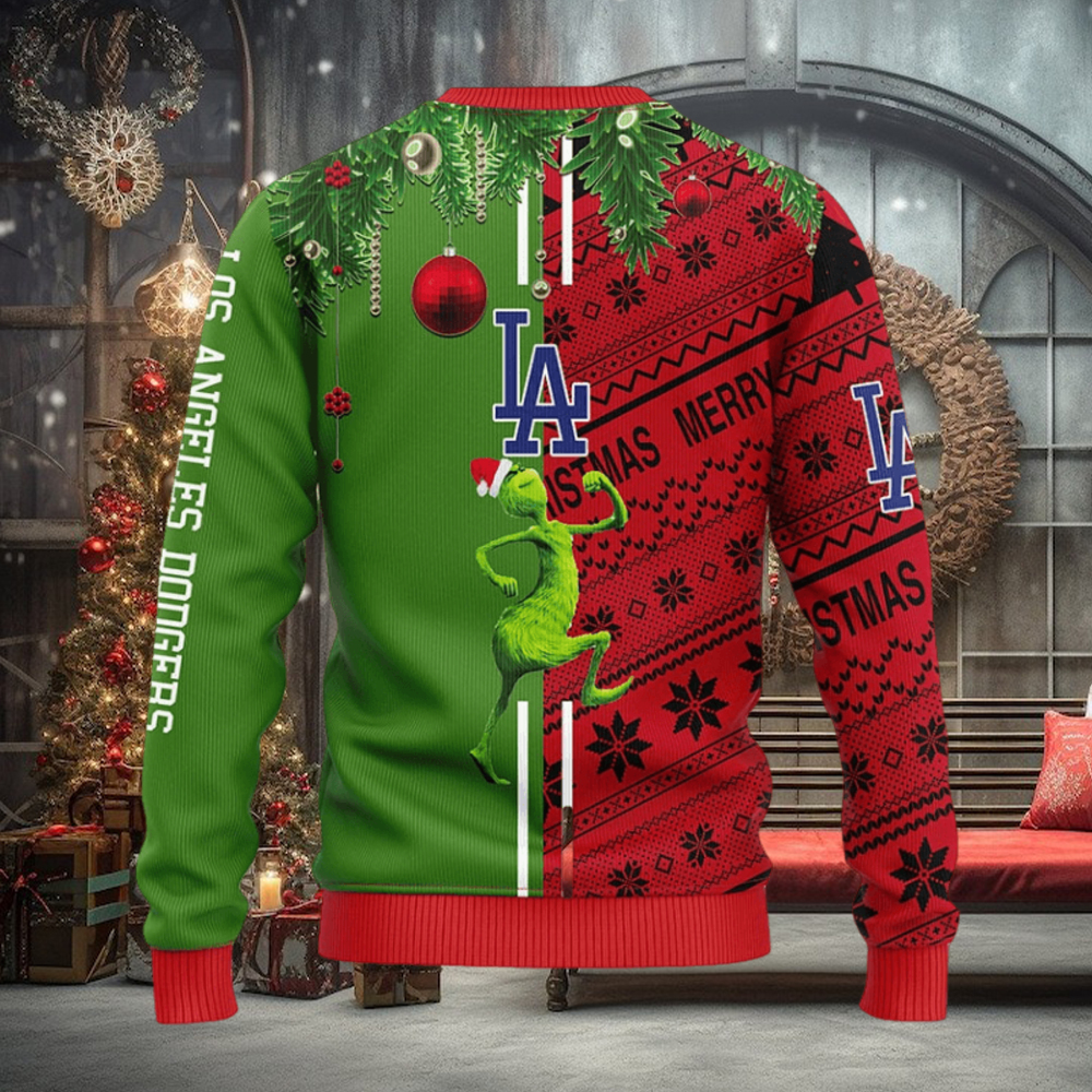 Los Angeles Dodgers Grinch & Scooby doo Christmas Ugly Sweater 1 Los Angeles Dodgers Grinch & Scooby doo Christmas Ugly Sweater 1