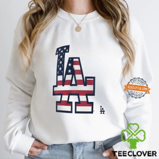 Los Angeles Dodgers L A logo x Flag of the United States shirt