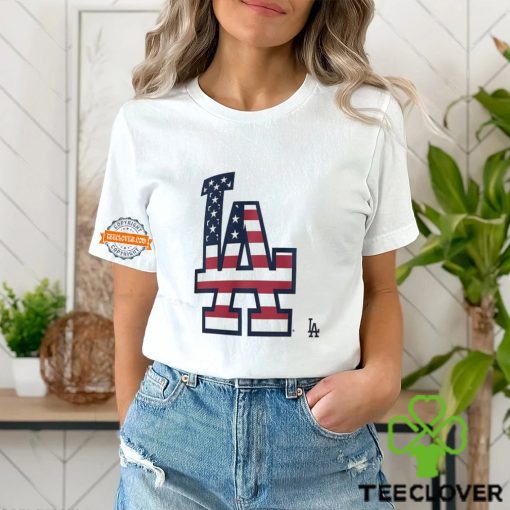 Los Angeles Dodgers L A logo x Flag of the United States shirt