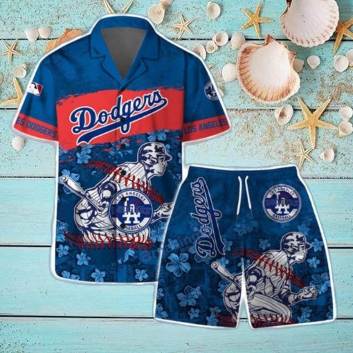 Los Angeles Dodgers MLB Flower 3D Aloha Summer Hawaiian Shirt & Short