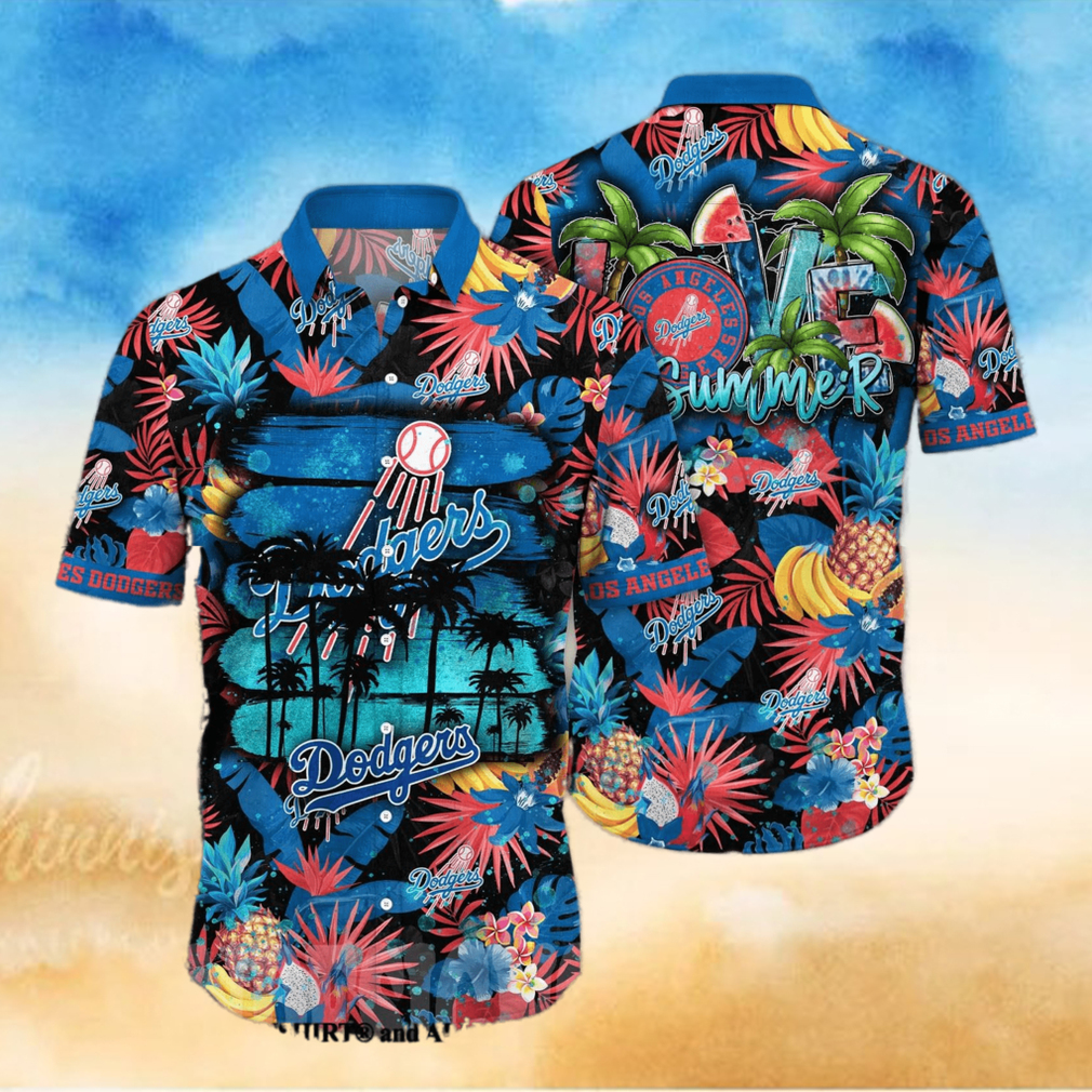 Los Angeles Dodgers MLB Flower Full Printed 3D Hawaiian Shirt Los Angeles Dodgers MLB Flower Full Printed 3D Hawaiian Shirt