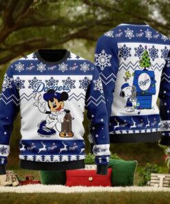 Los Angeles Dodgers MLB Mickey And Snoopy Christmas 2023 Ugly Sweater