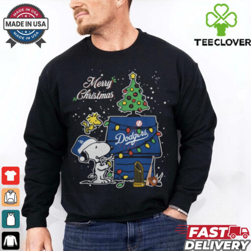 Los Angeles Dodgers Merry Christmas With Snoopy Baby T Shirt