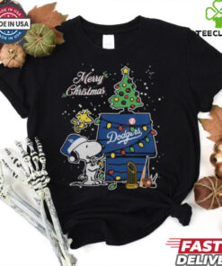 Los Angeles Dodgers Merry Christmas With Snoopy Baby T Shirt
