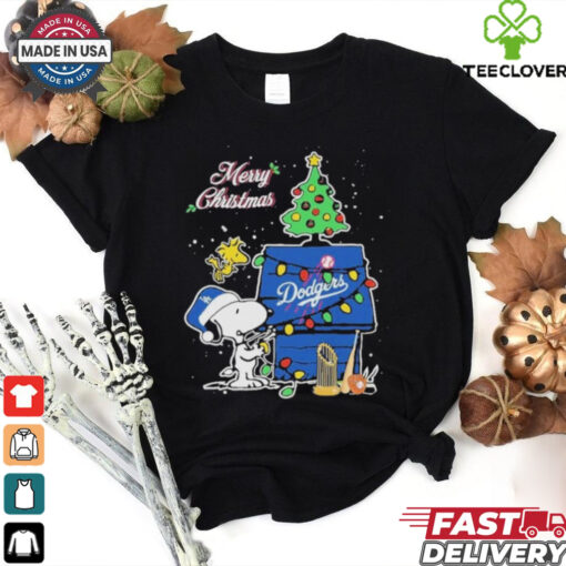 Los Angeles Dodgers Merry Christmas With Snoopy Baby T Shirt