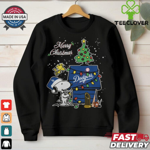Los Angeles Dodgers Merry Christmas With Snoopy Baby T Shirt