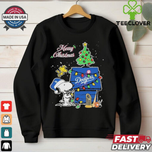 Los Angeles Dodgers Merry Christmas With Snoopy Baby T Shirt