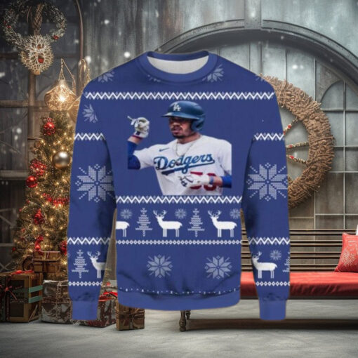 Los Angeles Dodgers Player Portrait Ugly Christmas Sweater