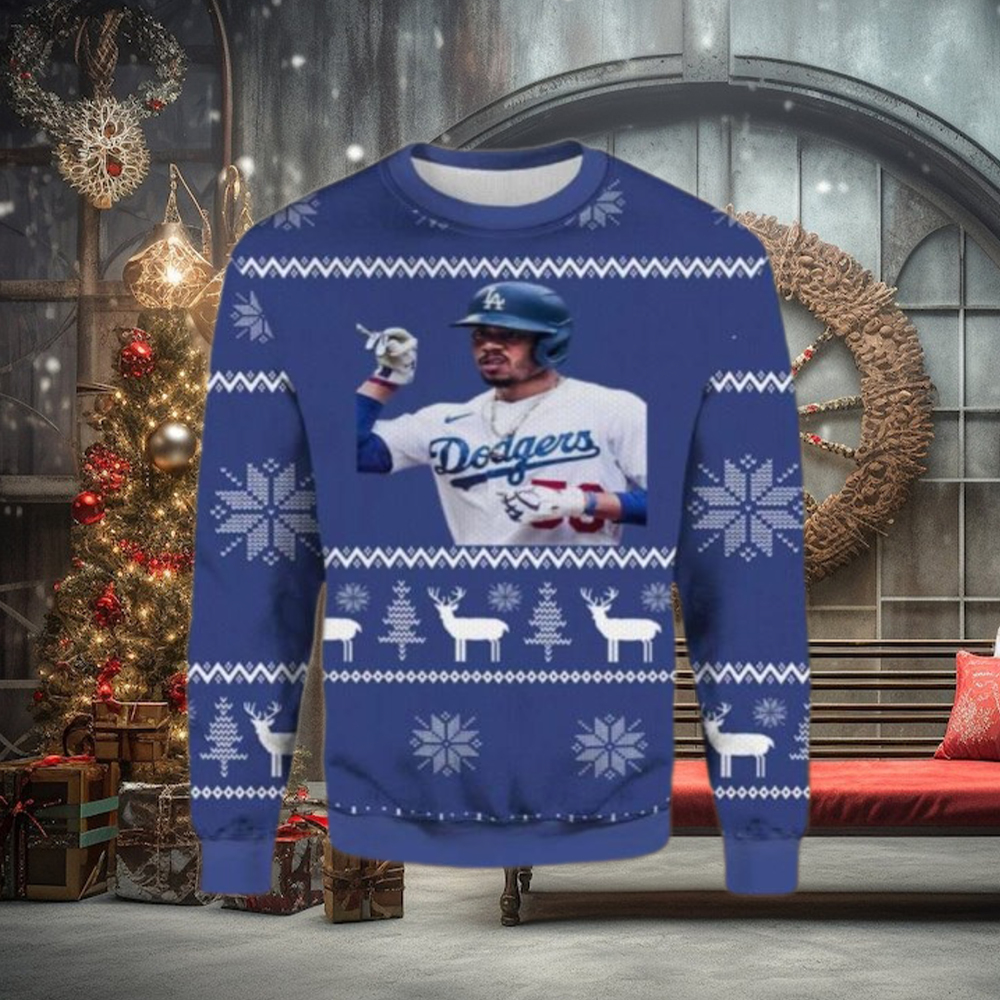 Los Angeles Dodgers Player Portrait Ugly Christmas Sweater Los Angeles Dodgers Player Portrait Ugly Christmas Sweater