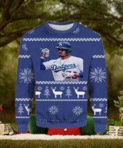 Los Angeles Dodgers Player Portrait Ugly Christmas Sweater