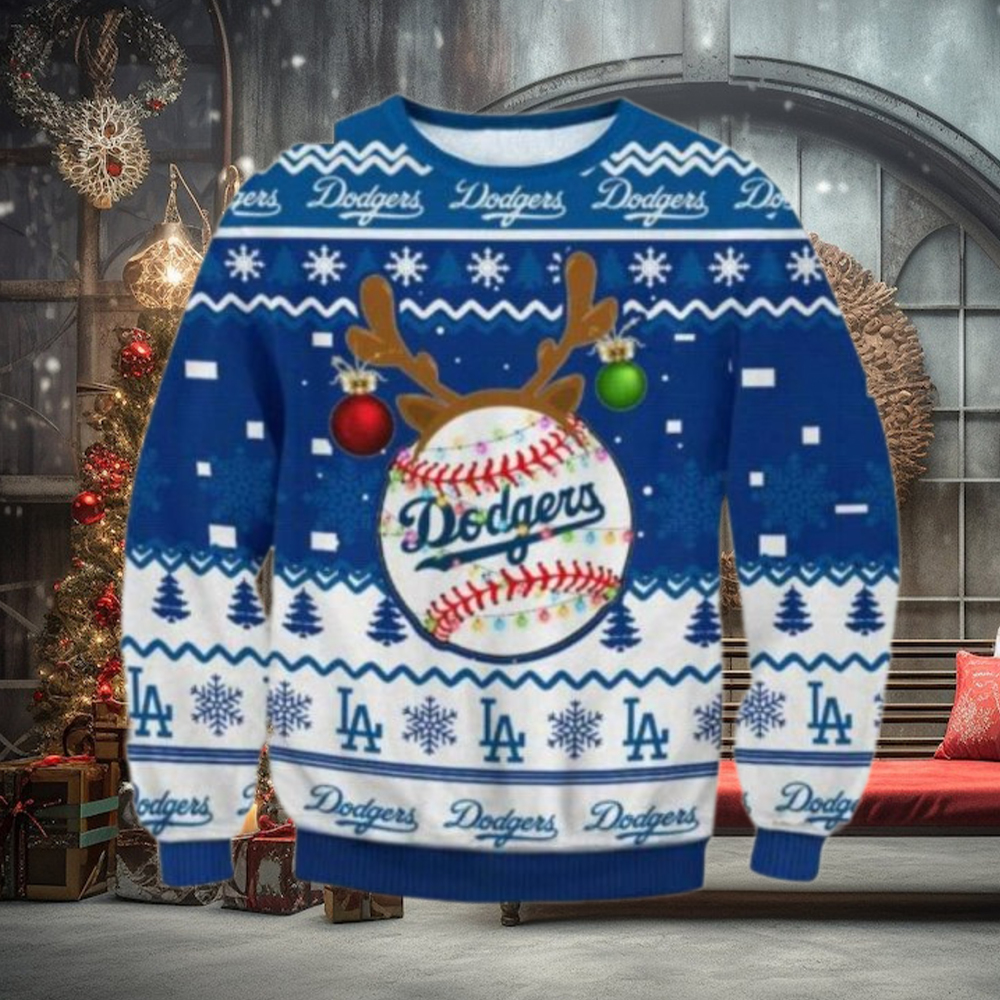 Los Angeles Dodgers Reindeer Baseball Ornament Ugly Sweater Los Angeles Dodgers Reindeer Baseball Ornament Ugly Sweater