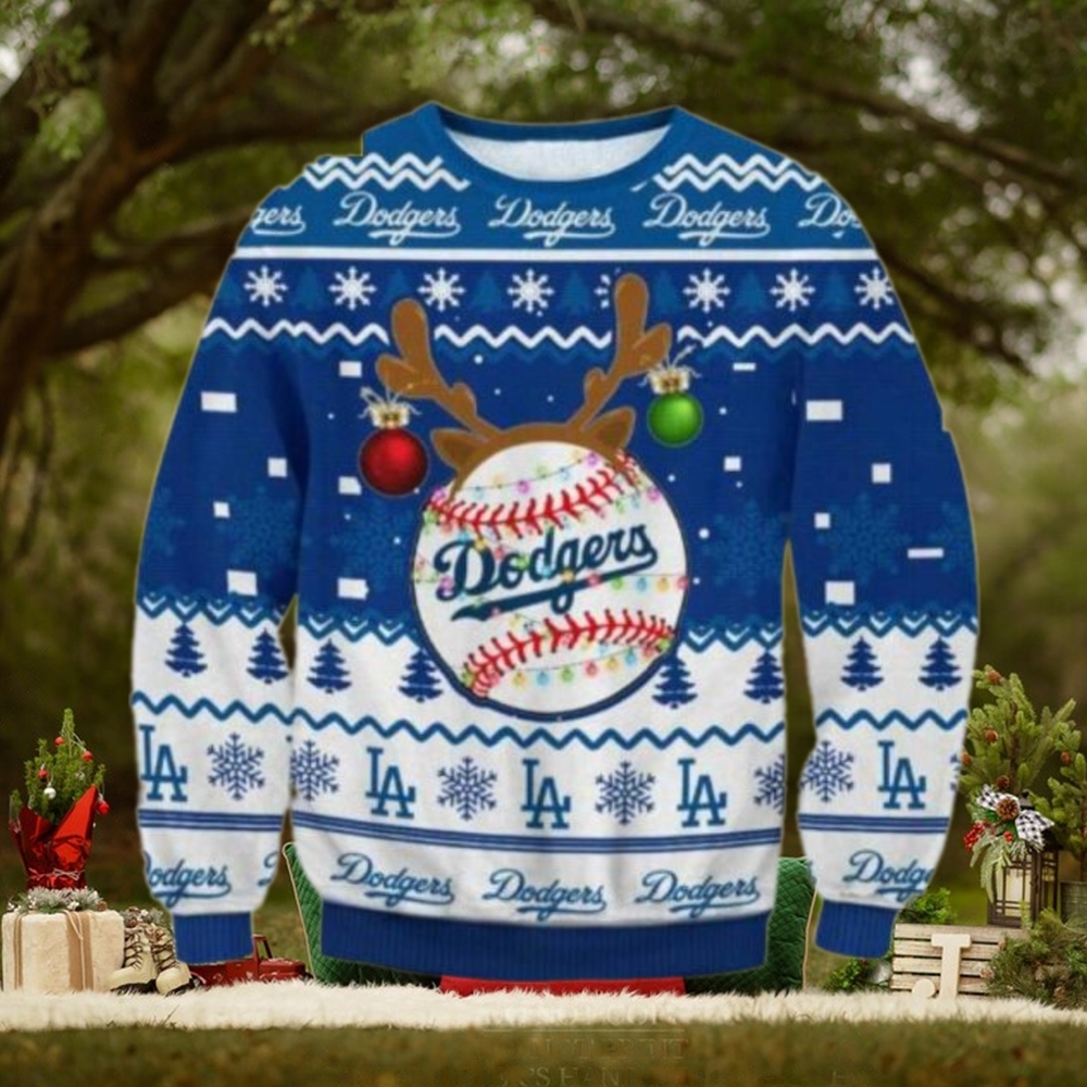 Los Angeles Dodgers Reindeer Baseball Ornament Ugly Sweater Los Angeles Dodgers Reindeer Baseball Ornament Ugly Sweater
