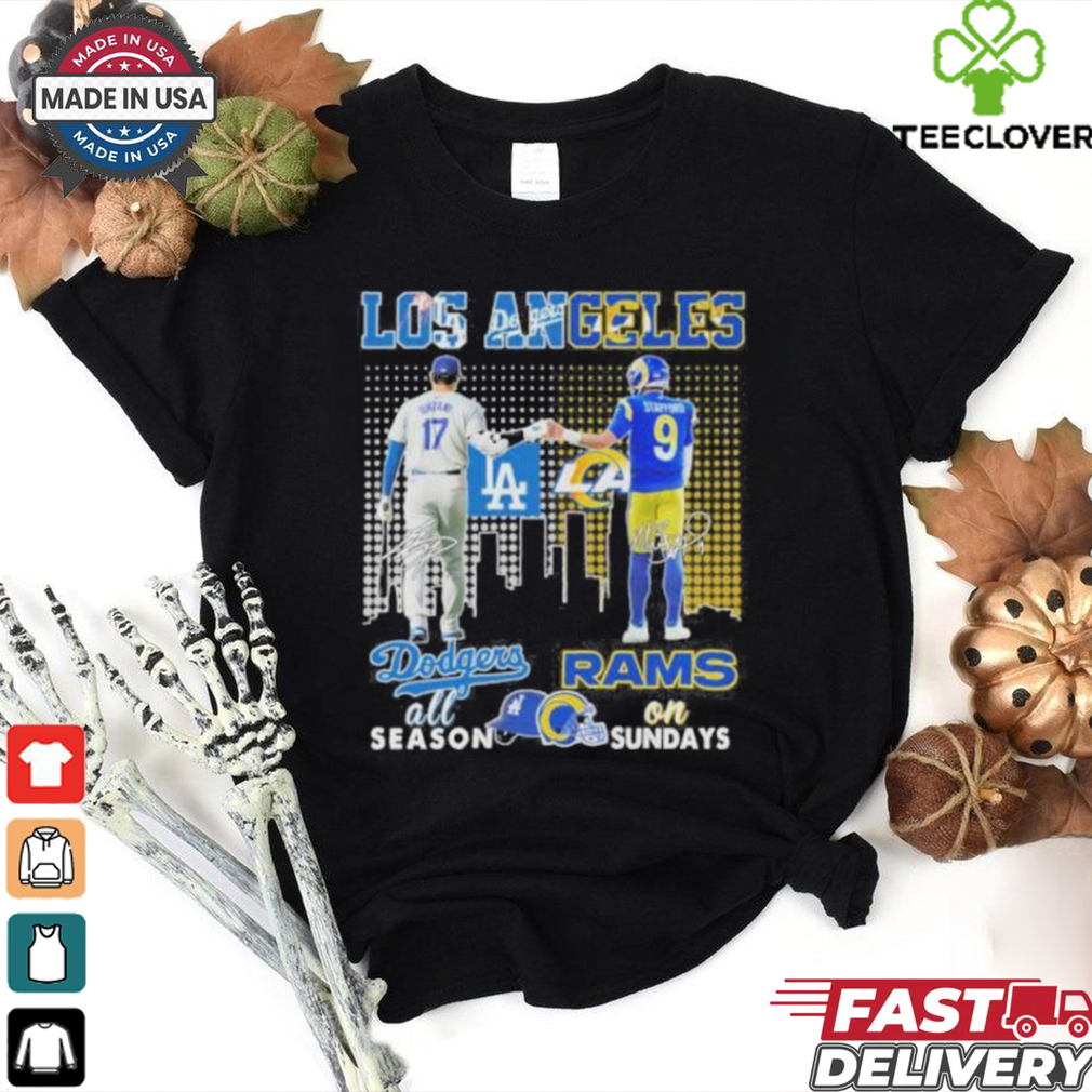 Los Angeles Dodgers Shohei Ohtani On Season X Los Angeles Rams Stafford On Sundays Shirt Los Angeles Dodgers Shohei Ohtani On Season X Los Angeles Rams Stafford On Sundays Shirt