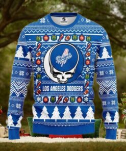 Los Angeles Dodgers Skeleton Logo Festive Ugly Sweater