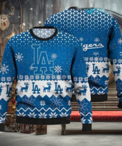 Los Angeles Dodgers Ugly Christmas Sweater With Reindeer Pattern