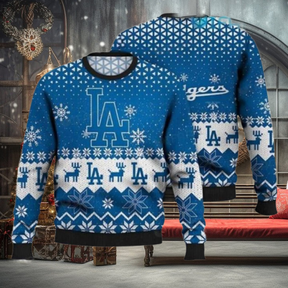 Los Angeles Dodgers Ugly Christmas Sweater With Reindeer Pattern Los Angeles Dodgers Ugly Christmas Sweater With Reindeer Pattern