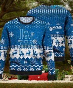 Los Angeles Dodgers Ugly Christmas Sweater With Reindeer Pattern
