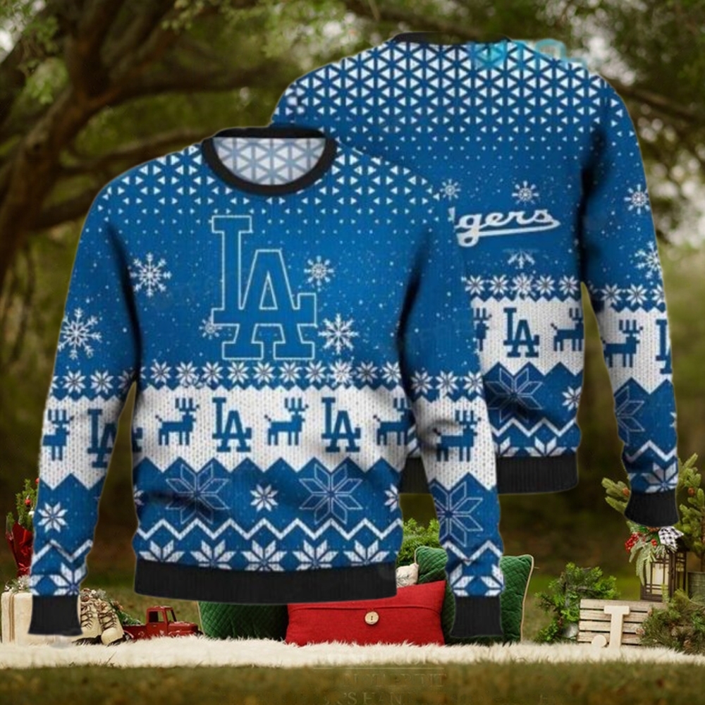 Los Angeles Dodgers Ugly Christmas Sweater With Reindeer Pattern Los Angeles Dodgers Ugly Christmas Sweater With Reindeer Pattern