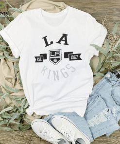 Los Angeles Kings G III 4Her by Carl Banks White City Graphic Sport Fitted Crewneck T Shirt