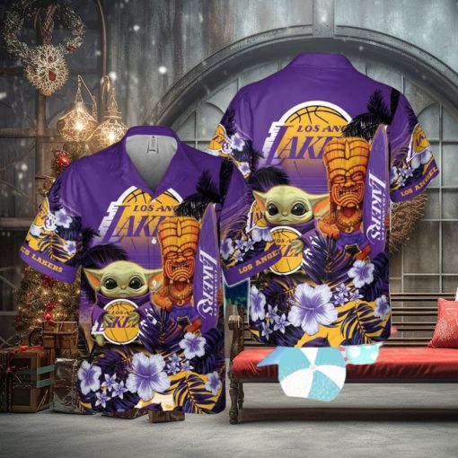 Los Angeles Lakers Baby Yoda National Basketball Association Aop Hawaiian Shirt For Men Women