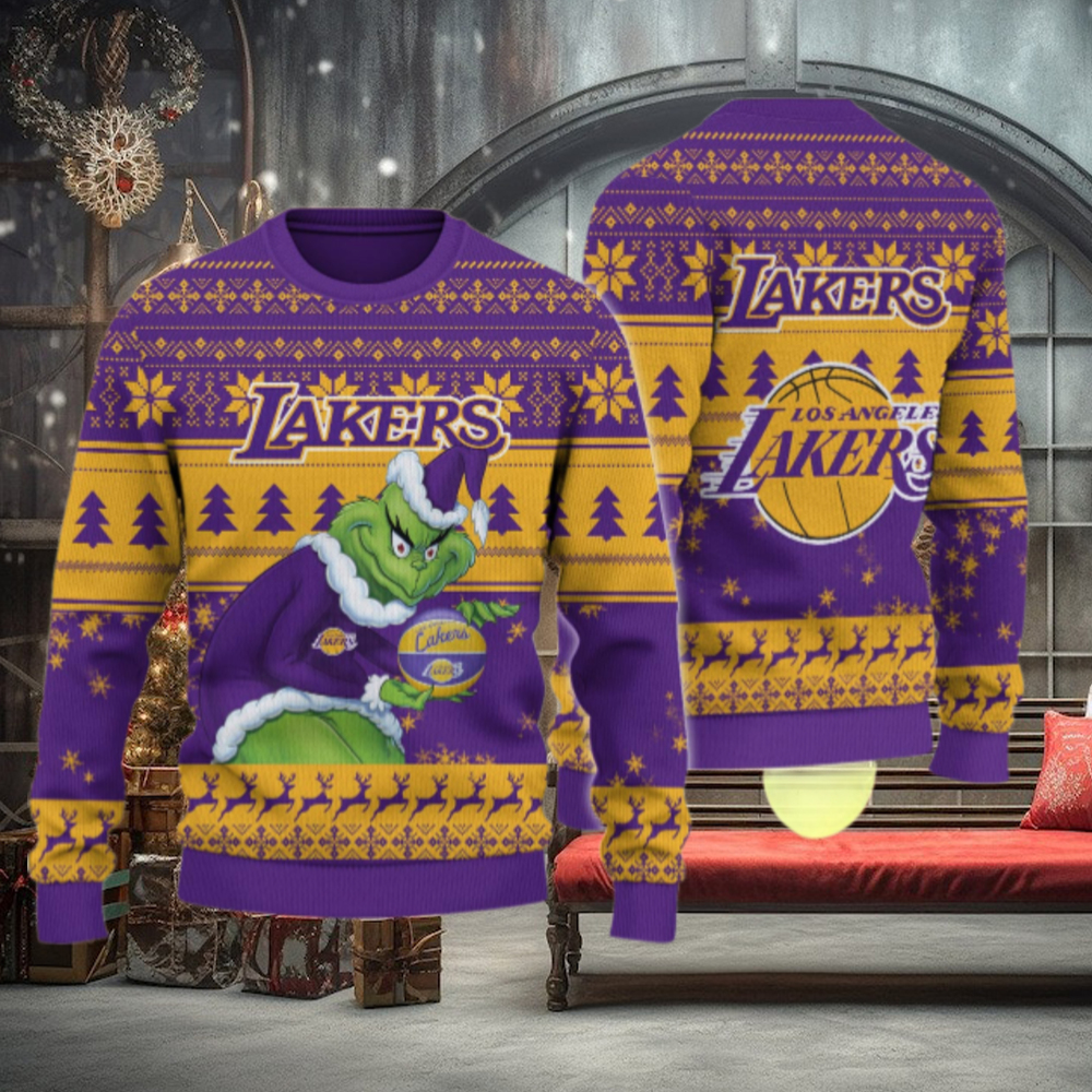 Los Angeles Lakers Grinch Christmas Ugly Sweater Los Angeles Lakers Grinch Christmas Ugly Sweater