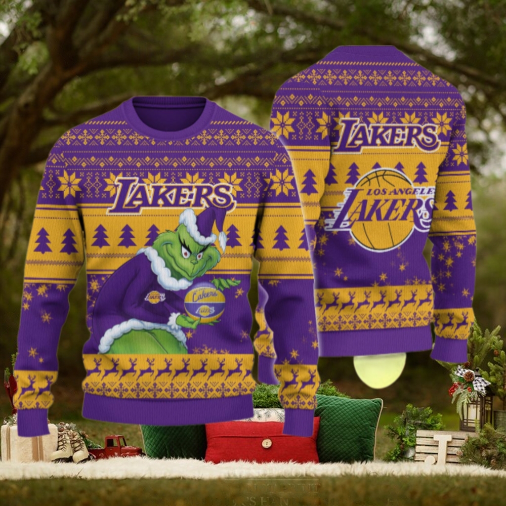 Los Angeles Lakers Grinch Christmas Ugly Sweater Los Angeles Lakers Grinch Christmas Ugly Sweater