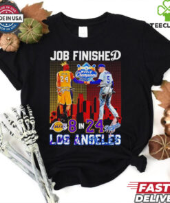 Los Angeles Lakers and Dodgers players Bryant and Freeman job finished shirt